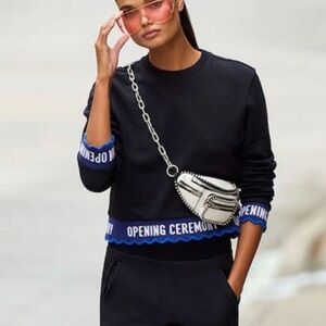 Opening Ceremony Scalloped Hem Cropped Logo Sweatshirt S